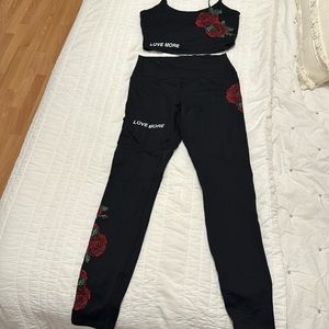 Spiritual gangster Black and rose embroidered set size medium.
